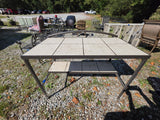 Two-Tier Bronze Tone Planting Table w/Tile Top/Shelf