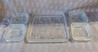 Vintage 5 Piece Embossed Glass Relish Dish Set