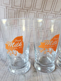 Set of 4 Clear Glass "Fresh Milk" Lacona, NY Tumblers
