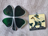 Pair of Irish Themed Stained Glass Suncatchers