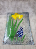 Fused Art Glass Floral Trinket Tray