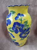 (A) Andrea by Sadek Yellow and Blue Floral Vase (2 AVAILABLE PRICED INDIVIDUALLY AT $18 EACH)