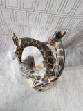 Kenyan Folk Art Hand Carved Wooden Giraffe Sculpture