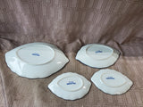 Set of 4 IDG Blue and White Leaf Plates