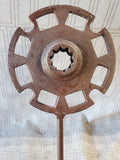 Recycled Metal Crank Wheel Folk Art Statue