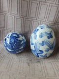 2 Piece Asian Inspired Blue and White Ceramic Decor Lot