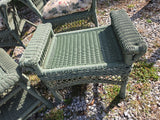 Green All Weather Wicker Chairs(2), Ottoman and Coffee Table