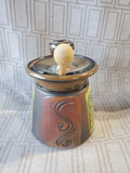 Signed Ceramic Honey Jar with Wooden Honey Dipper