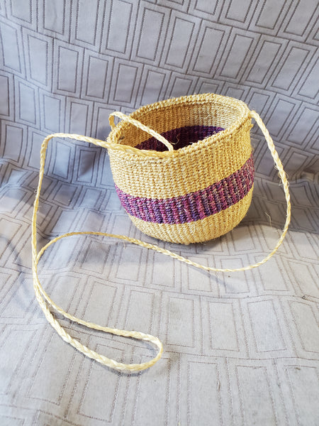 (A) Hand Woven African Folk Art Shopping Basket
