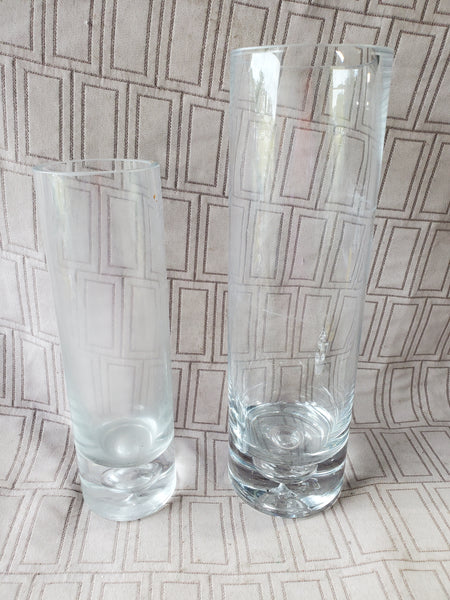 Pair of Clear Glass Cylindrical Vases