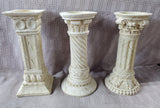 Set of 3 Resin Greco-Roman Style Column Pillar Candle Holders