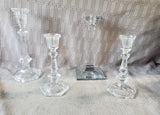 Lot of Clear Glass Tapered Candlestick Holders