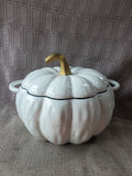 Cook's Essentials 3.5 Qt White Cast Iron Pumpkin Dutch Oven