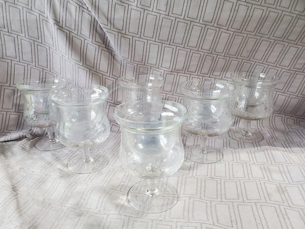 Set of 6 Engraved Floral Shrimp Cocktail Glasses