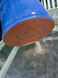 Blue Butterfly Glazed Terracotta Crock/Planter (Y)
