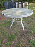 White Aluminum Patio Table W/Glass Top, Needs Cleaning