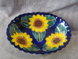 Mexican Pottery Sunflower Oblong Serving Bowl