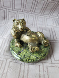 (B) Metal Bear on Stone Base Paperweight
