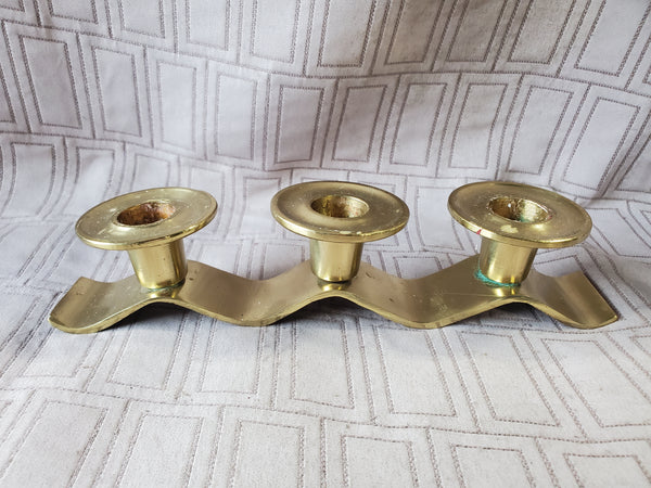 Wavy Brass Candlestick Holder