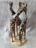Kenyan Folk Art Hand Carved Wooden Giraffe Sculpture