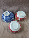 Lot of Assorted Asian Inspired Rice Bowls with Spoons