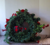 Poinsettia with Red and Black Plaid Wreath