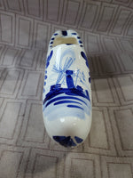 Hand Painted Blue and White Ceramic Dutch Shoe