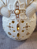 Lenox Florentine and Pearl Snowman Lit Figurine WORKS