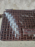 Dooney & Bourke Brown Leather Basket Weave Tote with Matching Wristlet