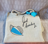 Burlap "Just Beachy" Beach Tote