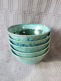 Set of 5 Glazed Pottery Rice Bowls
