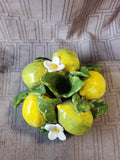 Lemon and White Flower Ceramic Candle Holder