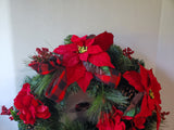 Poinsettia with Red and Black Plaid Wreath
