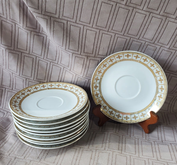 Set of 10 Fine Porcelain Saucers