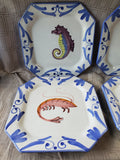 Set of 4 Vietri Sea Life Octagonal Salad Plates