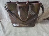 Dooney & Bourke Brown Leather Basket Weave Tote with Matching Wristlet