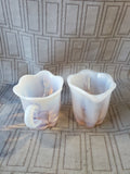 3 Piece Pink Glass Creamer and Sugar with Serving Tray Set