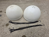 Two Faux Cement Hanging Plastic Planters