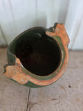 Vintage Green Glazed Terracotta Frog Yard Ornament or Toad House