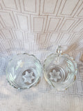 Hand Painted Clear Glass Creamer and Sugar Set