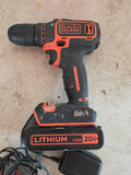 Black & Decker 20v Cordless Drill w/Battery and Charger