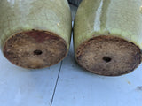Pair or Glazed/Crackle Terracotta Planters