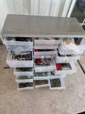 Garage Organizer Storage Box w/Drawers Full of Hardware