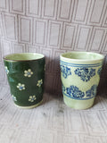 Set of 4 Asian Inspired Ceramic Tea Mugs