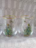 Set of 6 Spode Christmas Tree Stemless Wine Glasses