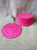 Set of 12 Pink Woven Coasters