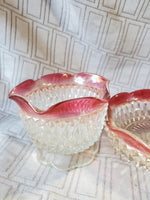 Pair of Clear and Ruby Glass Rimmed Candy Dishes