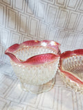 Pair of Clear and Ruby Glass Rimmed Candy Dishes