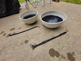 Two Faux Cement Hanging Plastic Planters