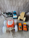 Bin of Toy Cars, Trains, and Planes